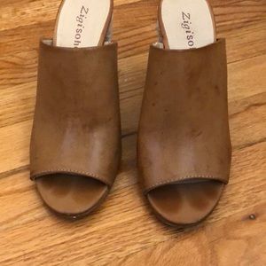 Brown heel mules